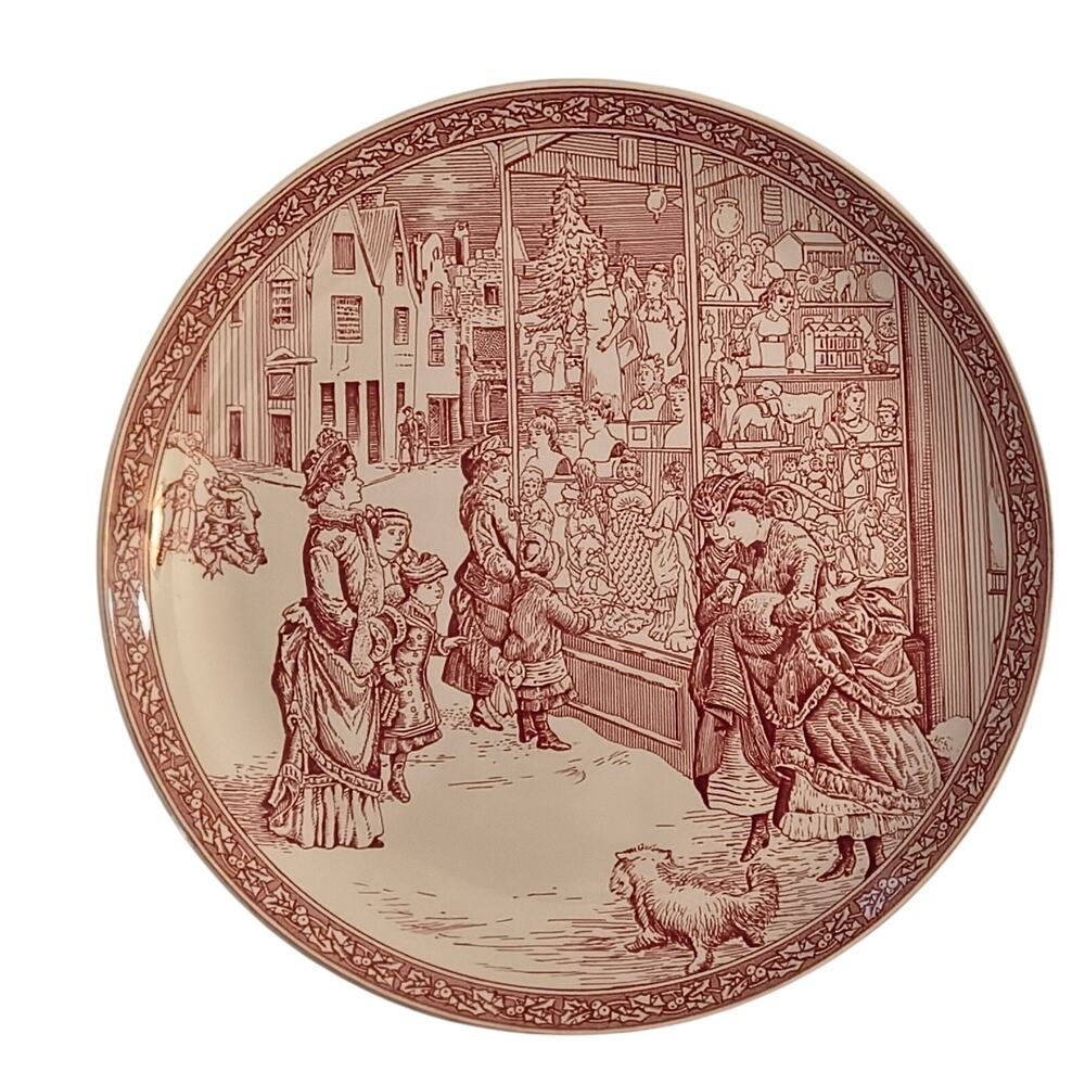 Spode Red White Victorian Shopping Christmas #4 Display Plate 8.25"